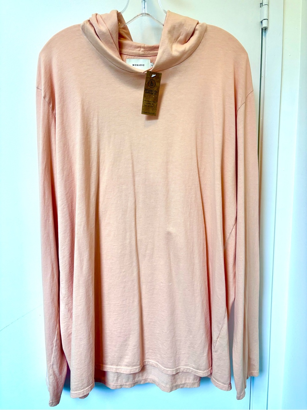 Men’s Lightweight Hooded Long-Sleeve Tee in Peach